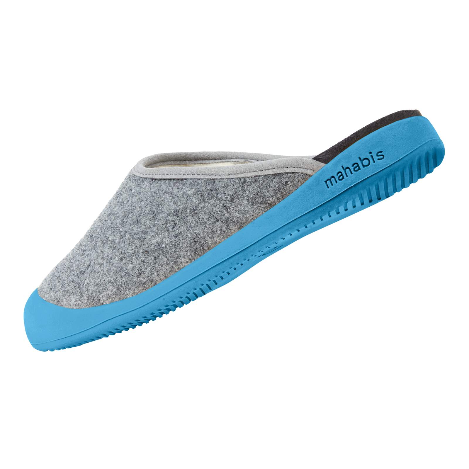 mahabis curve mule in larvik light grey x gozo blue