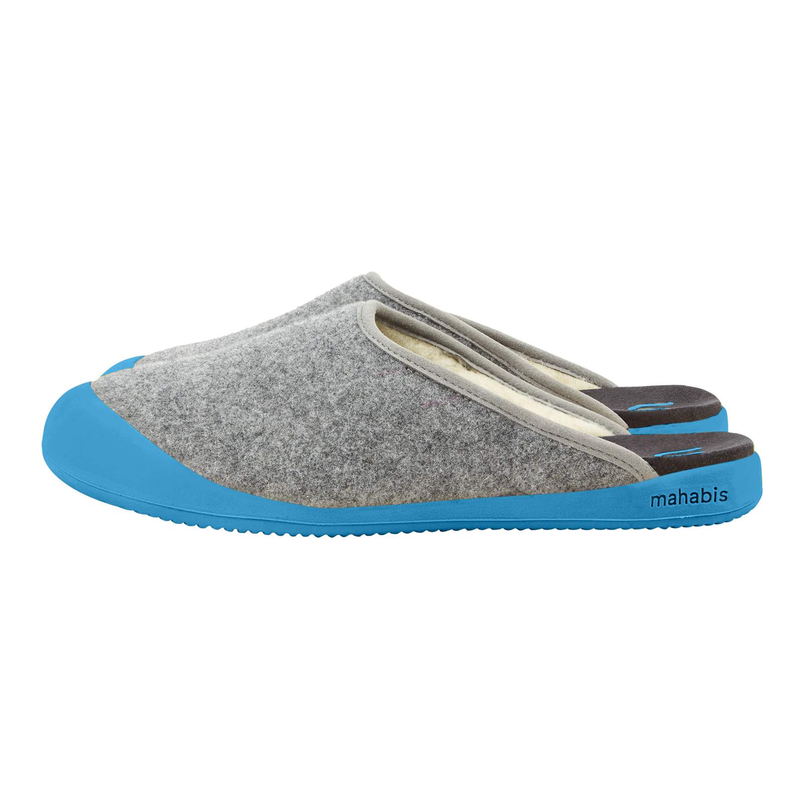 mahabis curve mule in larvik light grey x gozo blue